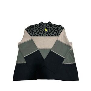 Abstract‎ Leopard Colorblock Mock Neck Sweater Women's 3X Knit  Top